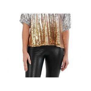 NEW EMILY MCCARTHY sequined top in silver